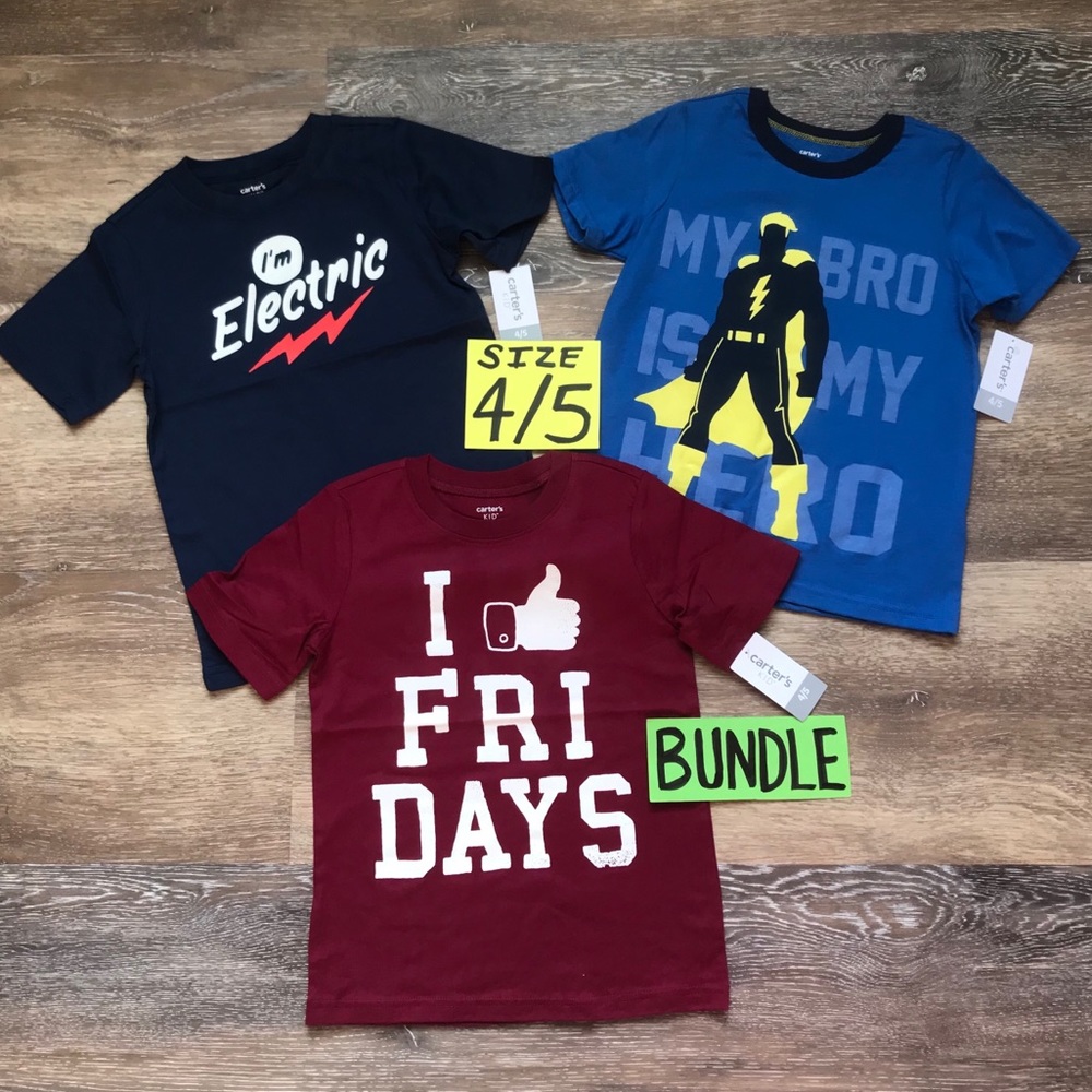 🛍60% OFF! Carter’s Boys Size 4/5 TShirt Bundle
